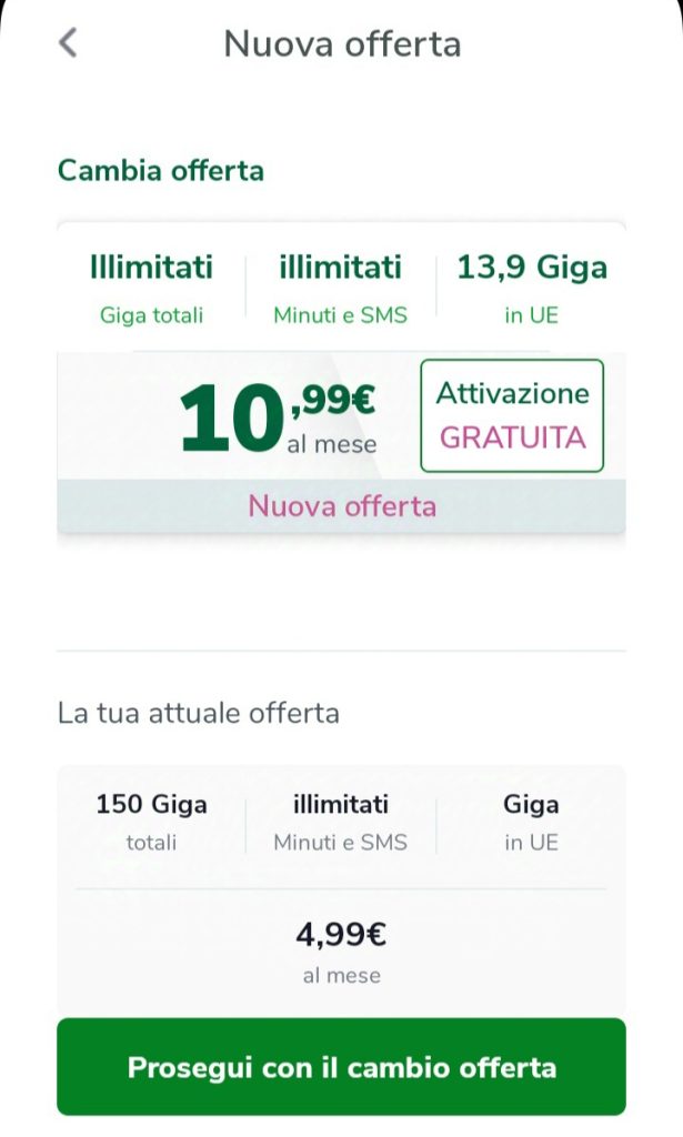 Very mobile promozione giga illimitati a 10,99 euro al mese.